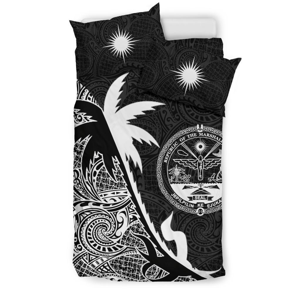 Marshall Islands Coconut Tree Bedding Set Black White - Vibe Hoodie Shop