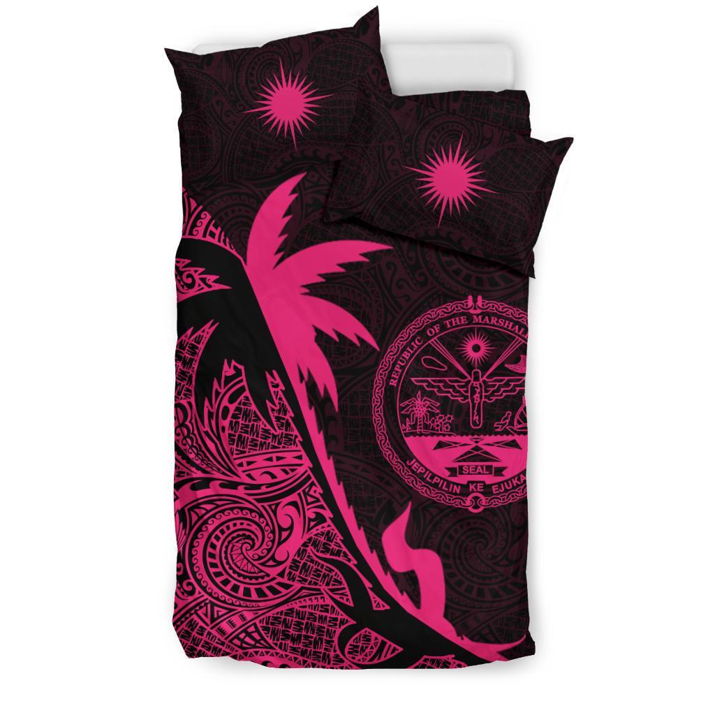 Marshall Islands Coconut Tree Bedding Set Pink - Vibe Hoodie Shop