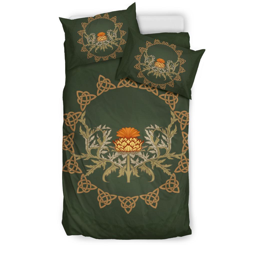 Scotland Bedding Set Thistle Flowers And Celtic Knots 02 - Vibe Hoodie Shop