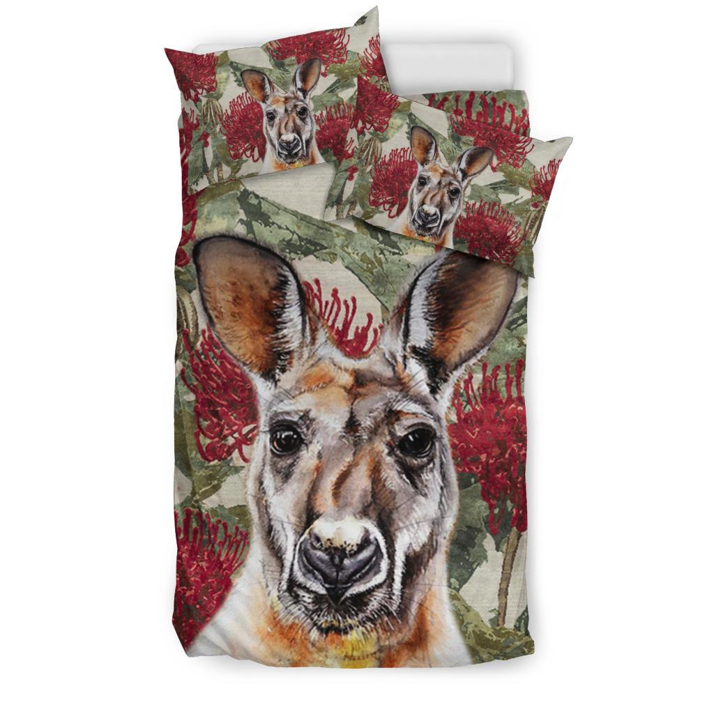 Bedding Sets - Kangaroo Bed Waratah Drawing Painting Sets - Vibe Hoodie Shop