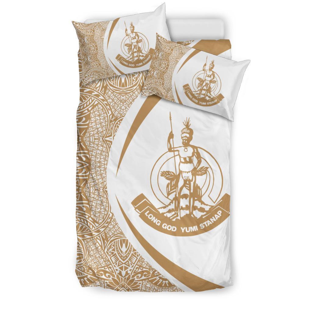 Vanuatu Coat Of Arms Polynesian Bedding Set - Circle Style 01 - Vibe Hoodie Shop