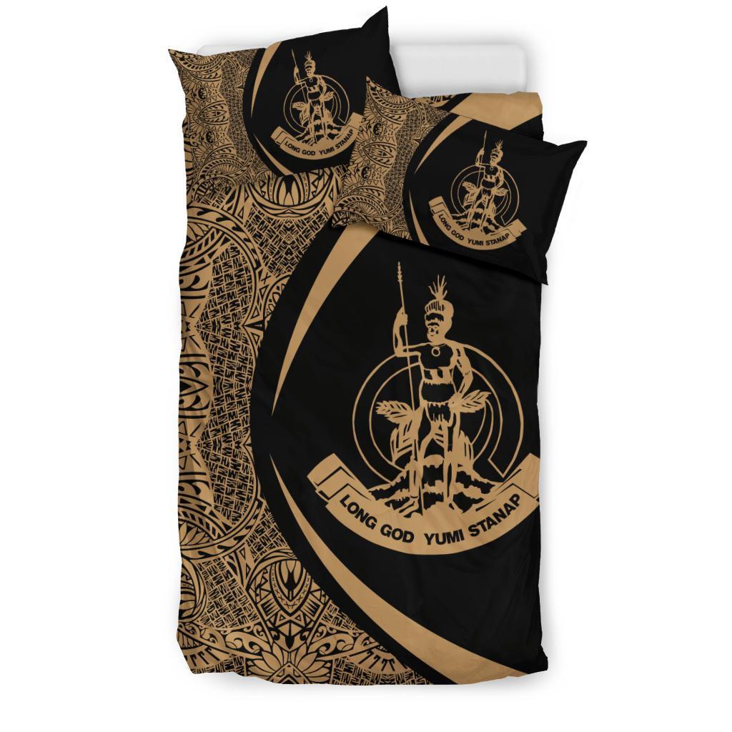 Vanuatu Coat Of Arms Polynesian Bedding Set - Circle Style 02 - Vibe Hoodie Shop