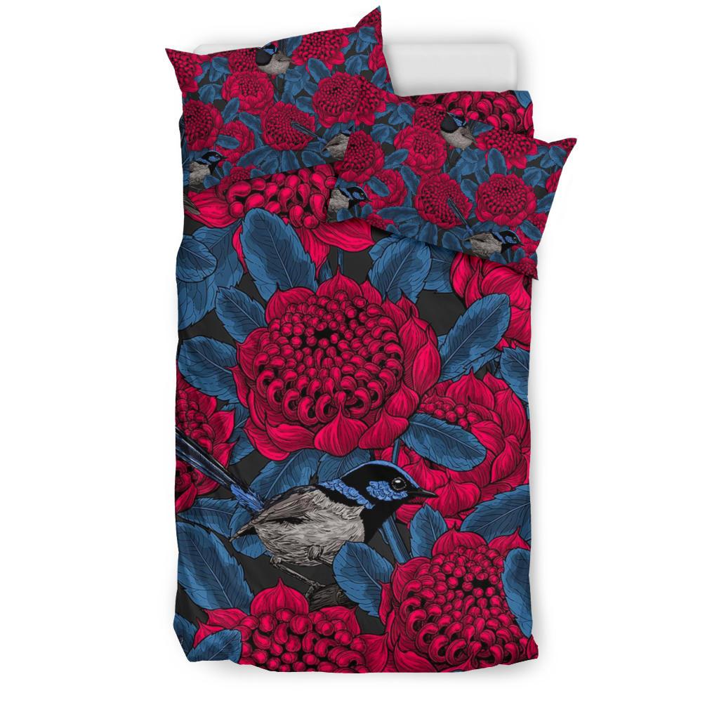 Bedding Sets - Kookaburra Bed Waratah Drawing Painting Sets - Vibe Hoodie Shop