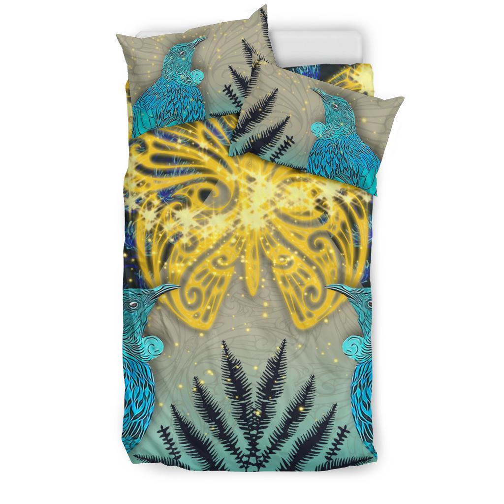 New Zealand Bedding Set, Hineraukatauri Tui Bird Duvet Cover And Pillow Case - Vibe Hoodie Shop