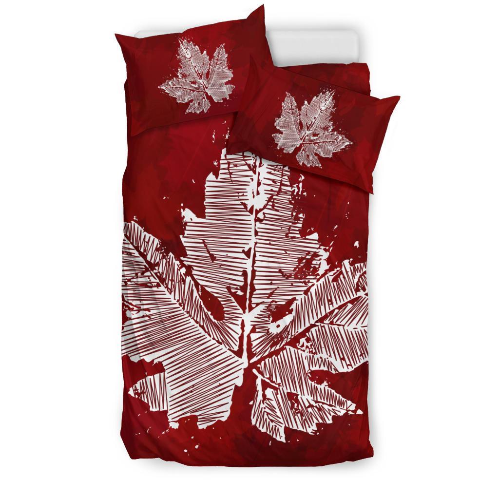 Canada Bedding Set - Grunge Maple Leaf Duvet Cover - Vibe Hoodie Shop