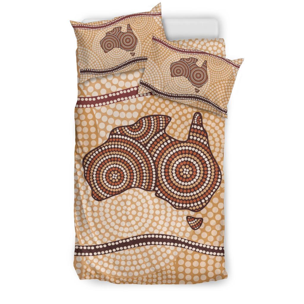 Aboriginal Bedding Sets, Australia Map Dot Painting - Vibe Hoodie Shop