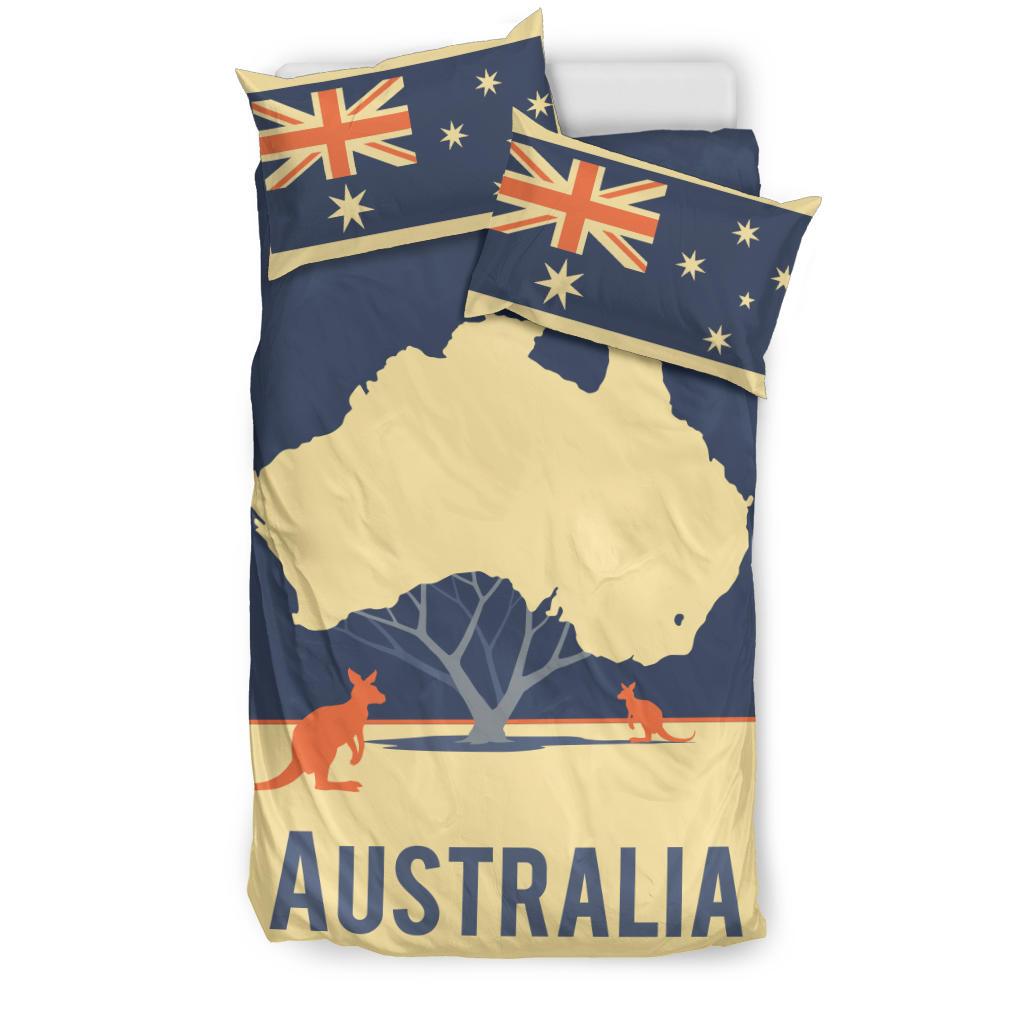 Bedding Sets - Australia Map Bed Kangaroo Aus Flag Sets - Vibe Hoodie Shop