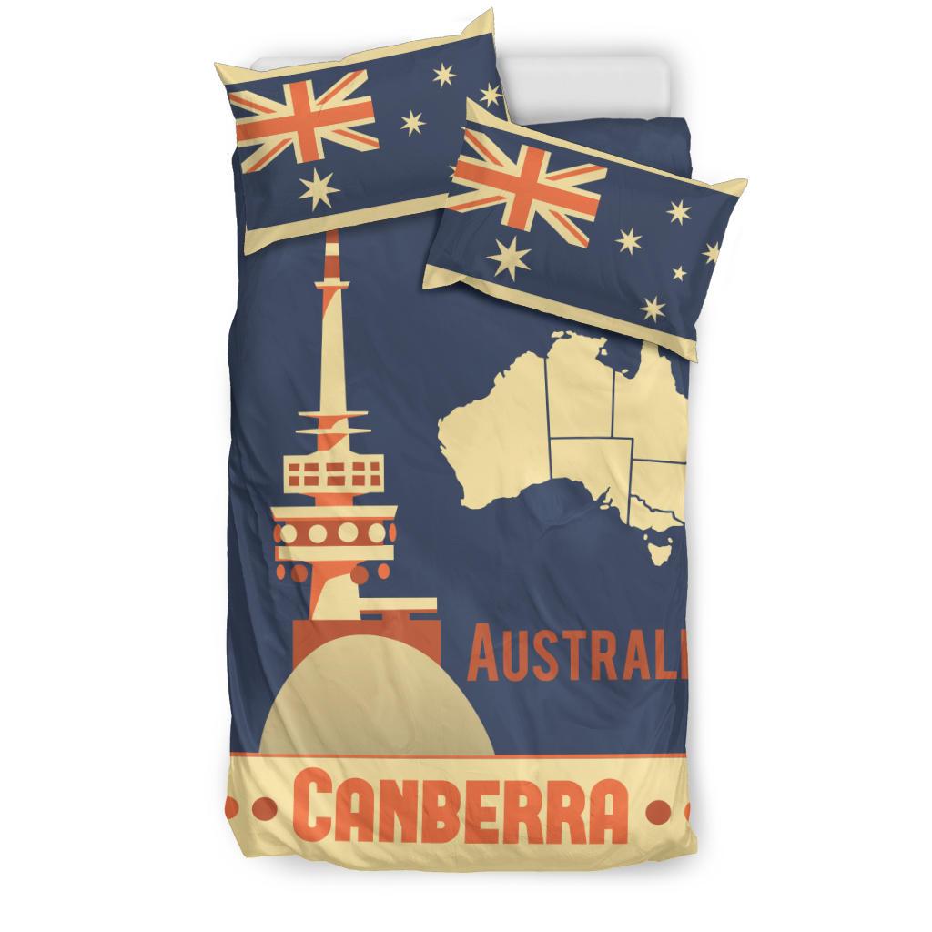 Bedding Sets - Canberra Bed Aus Flag Vintage Map Sets - Vibe Hoodie Shop