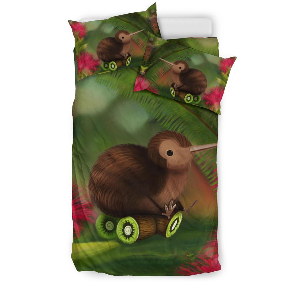 New Zealand Kiwi Bird Bedding Set, Silver Fern Duvet Cover And Pillow Case - Vibe Hoodie Shop