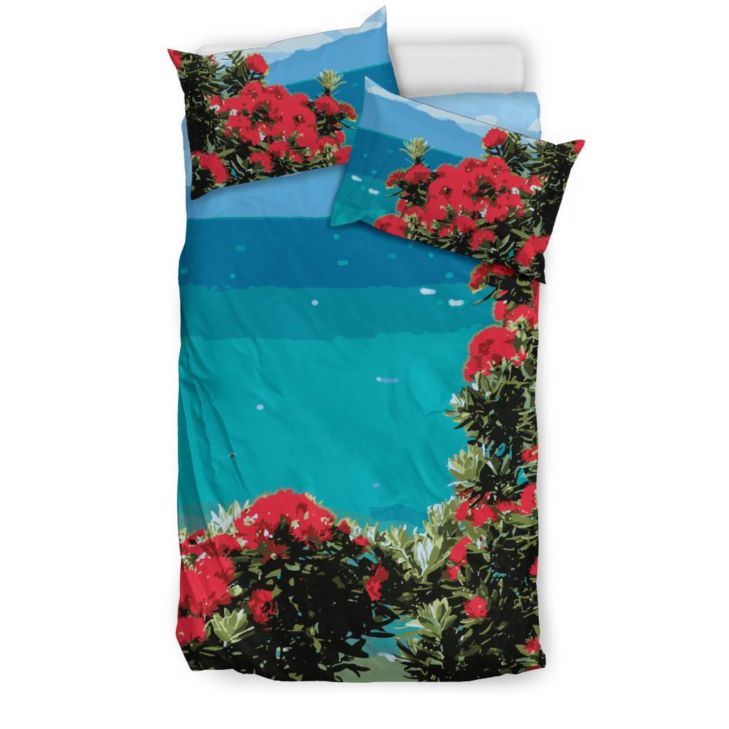 Pohutukawa New Zealand Bedding Set Christmas Tree - Vibe Hoodie Shop