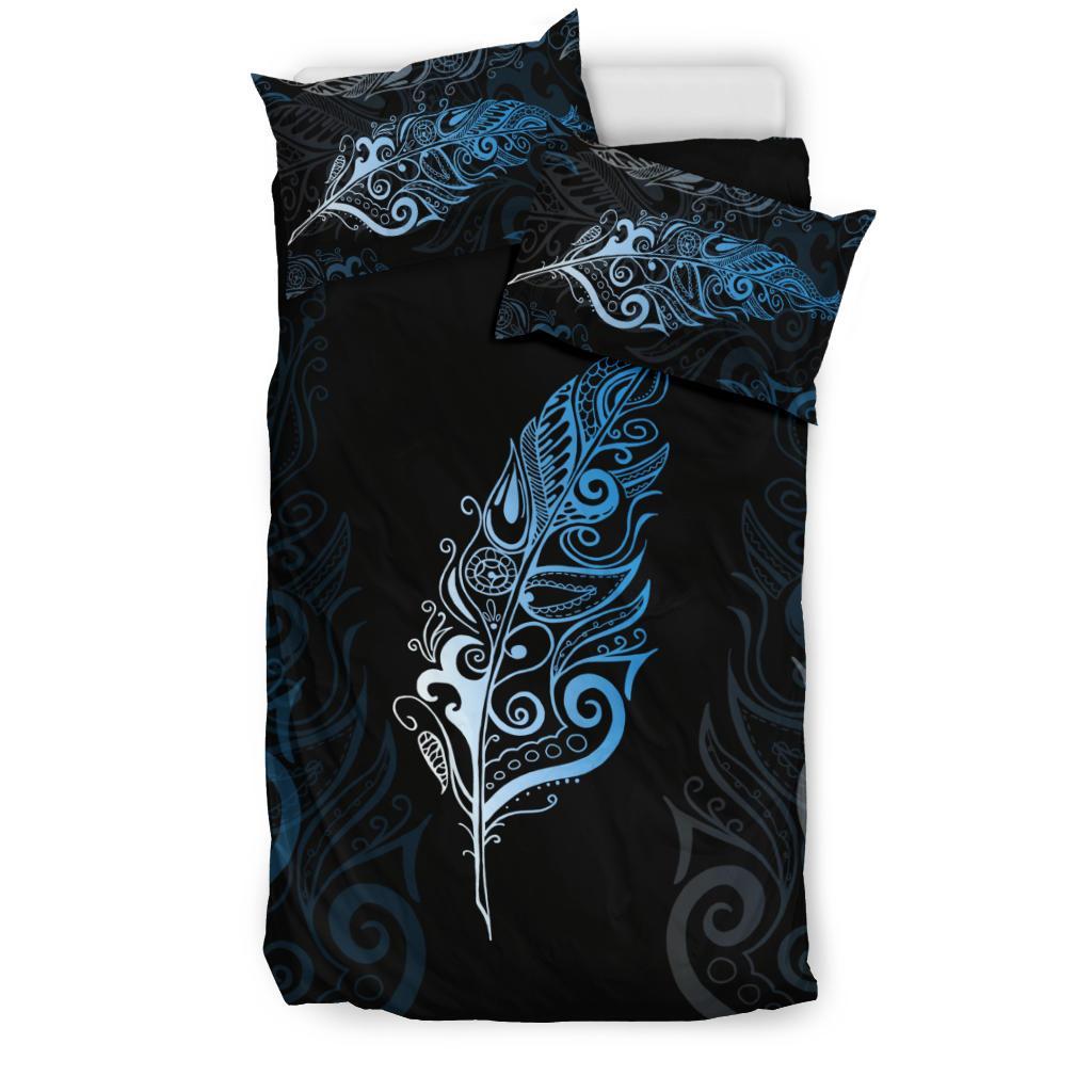 Light Silver Fern New Zealand Bedding Set - Sky Blue - Vibe Hoodie Shop