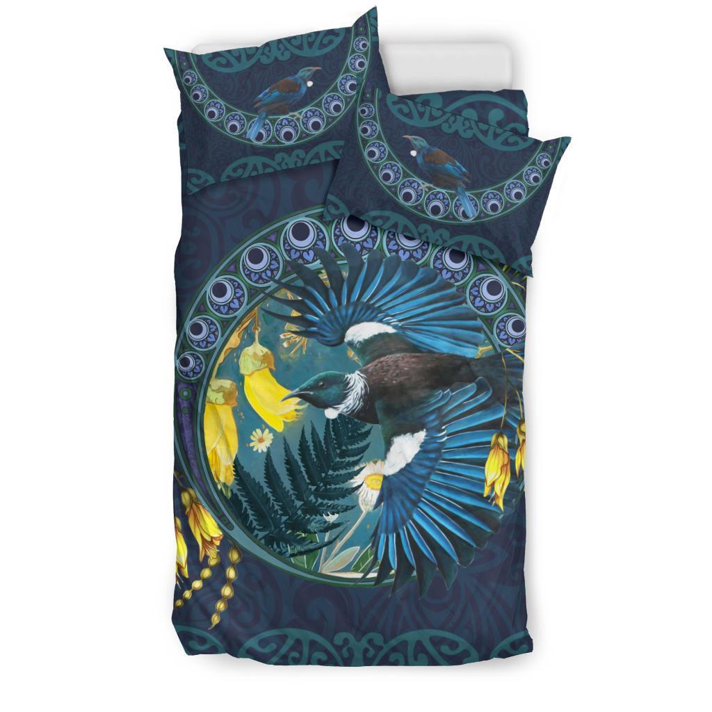 New Zealand Kowhai Bedding Set, Tui Bird Duvet Cover And Pillow Case - Vibe Hoodie Shop