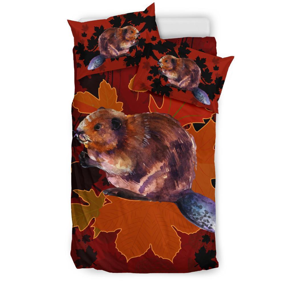 Beaver With Maple Canada Bedding Set - Vibe Hoodie Shop