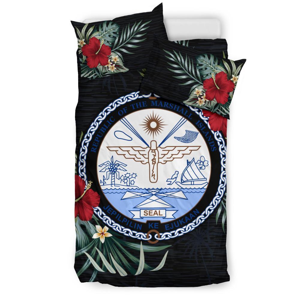 Marshall Islands Hibiscus Coat Of Arms Bedding Set - Vibe Hoodie Shop