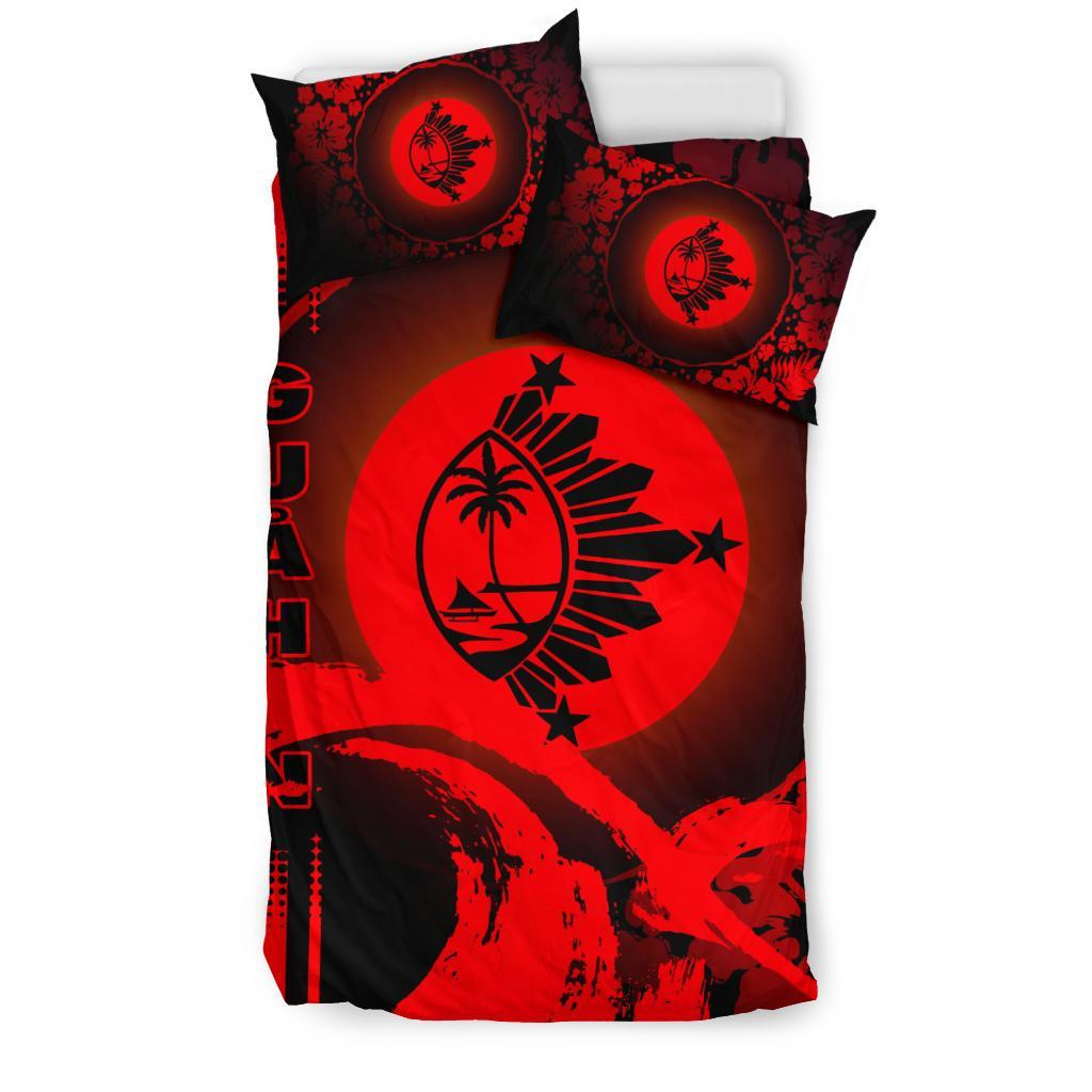 Guam Bedding Set - Hibiscus And Wave Red - Vibe Hoodie Shop