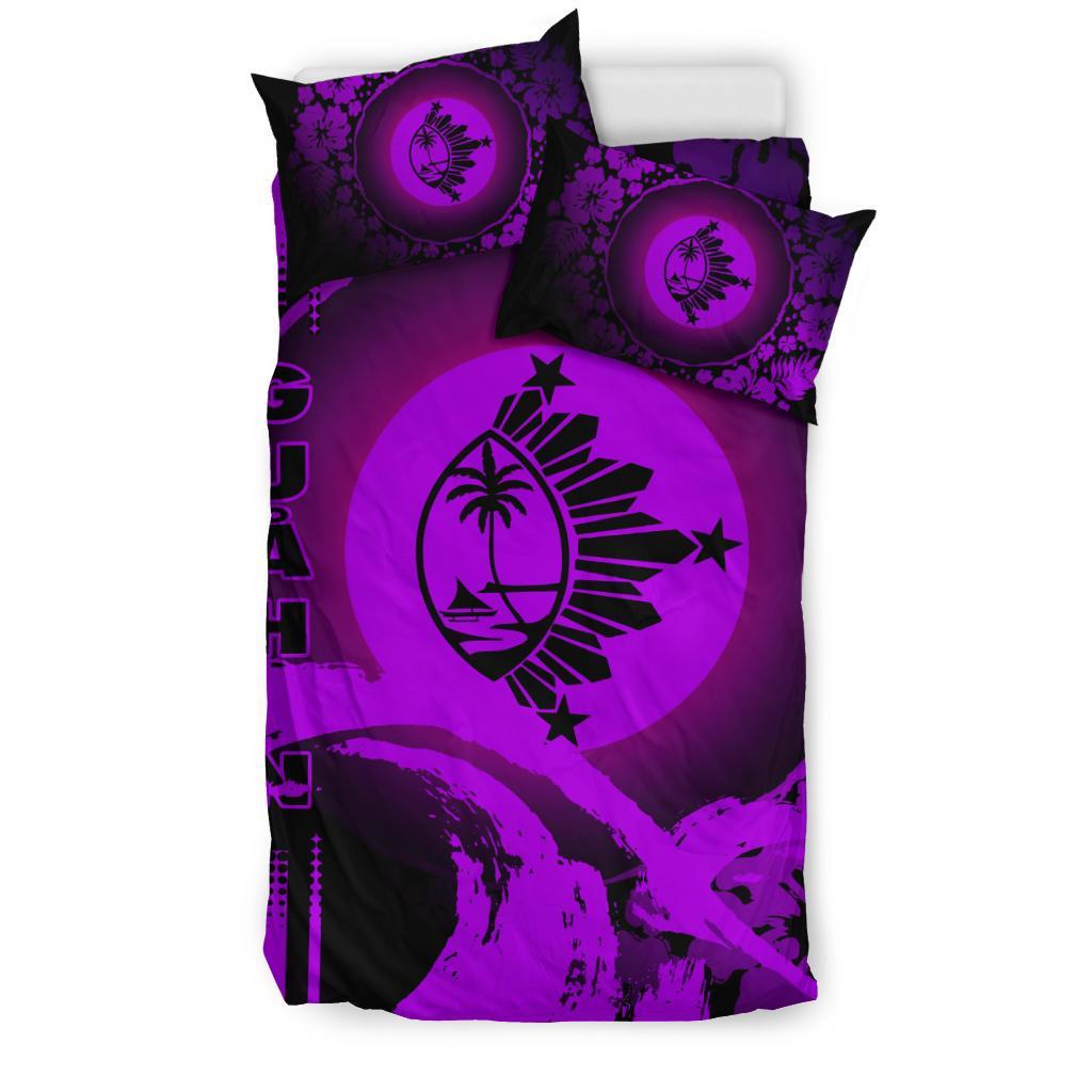 Guam Bedding Set - Hibiscus And Wave Purple - Vibe Hoodie Shop