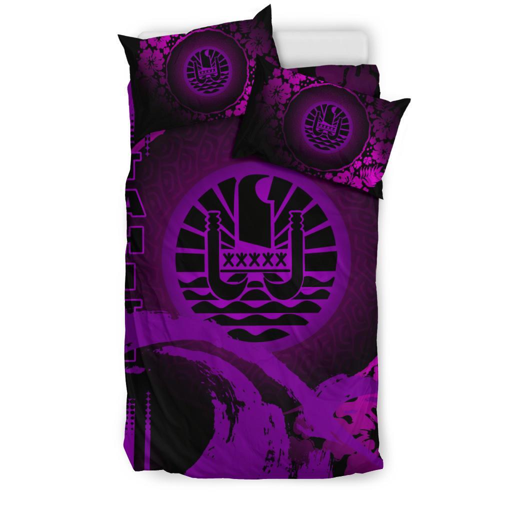 Tahiti Bedding Set - Hibiscus And Wave Purple - Vibe Hoodie Shop