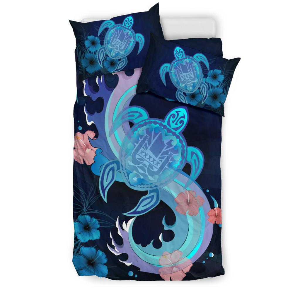 Tahiti Blue Turtle Hibiscus Bedding Set - Vibe Hoodie Shop