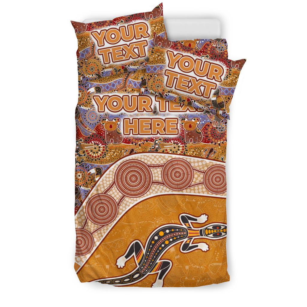 Aboriginal Bedding Sets, Lizard Patterns Boomerang Crocodile Kangaroo Custom - Vibe Hoodie Shop