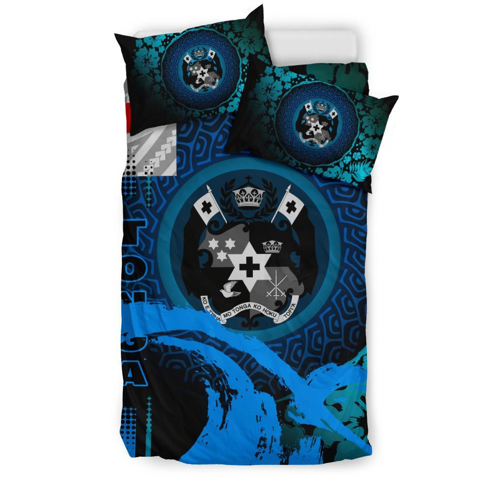 Tonga Bedding Set - Hibiscus And Wave Light Blue - Vibe Hoodie Shop