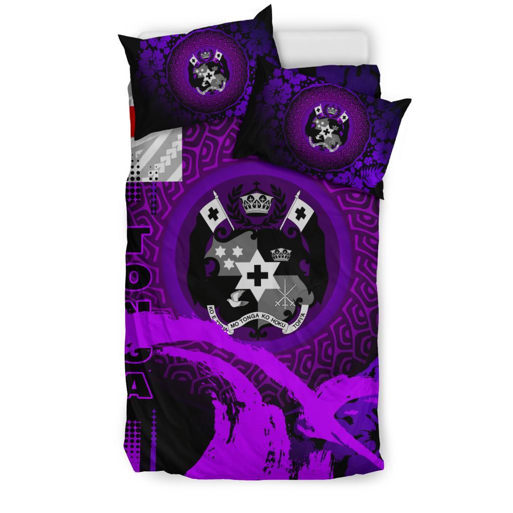 Tonga Bedding Set - Hibiscus And Wave Purple - Vibe Hoodie Shop