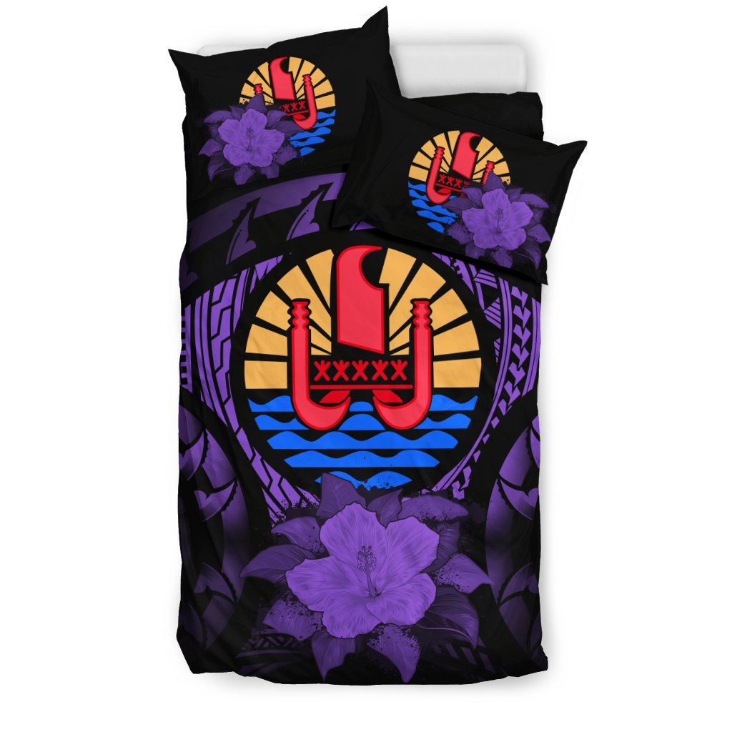 Tahiti Purple Hibiscus Bedding Set - Vibe Hoodie Shop