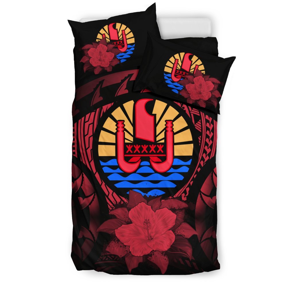 Tahiti Red Hibiscus Bedding Set - Vibe Hoodie Shop