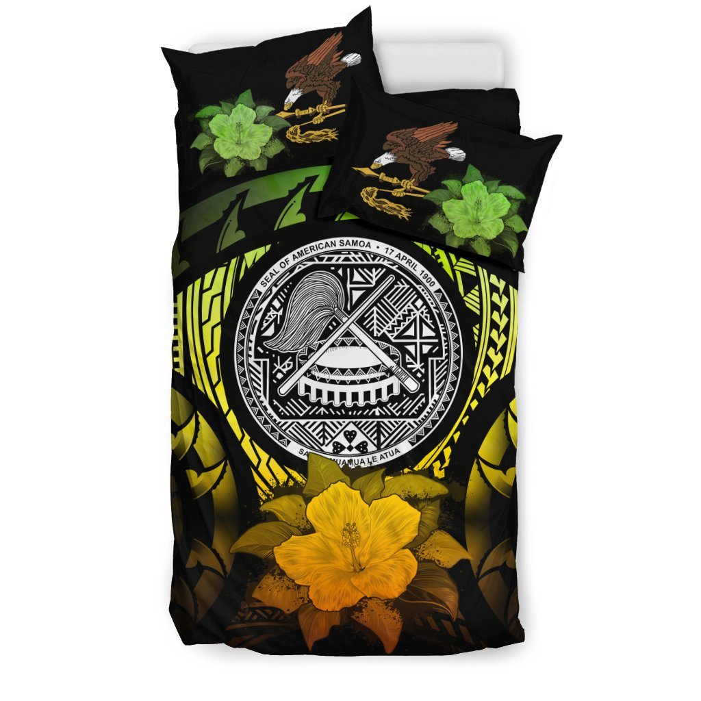 American Samoa Reggae Hibiscus Bedding Set - Vibe Hoodie Shop