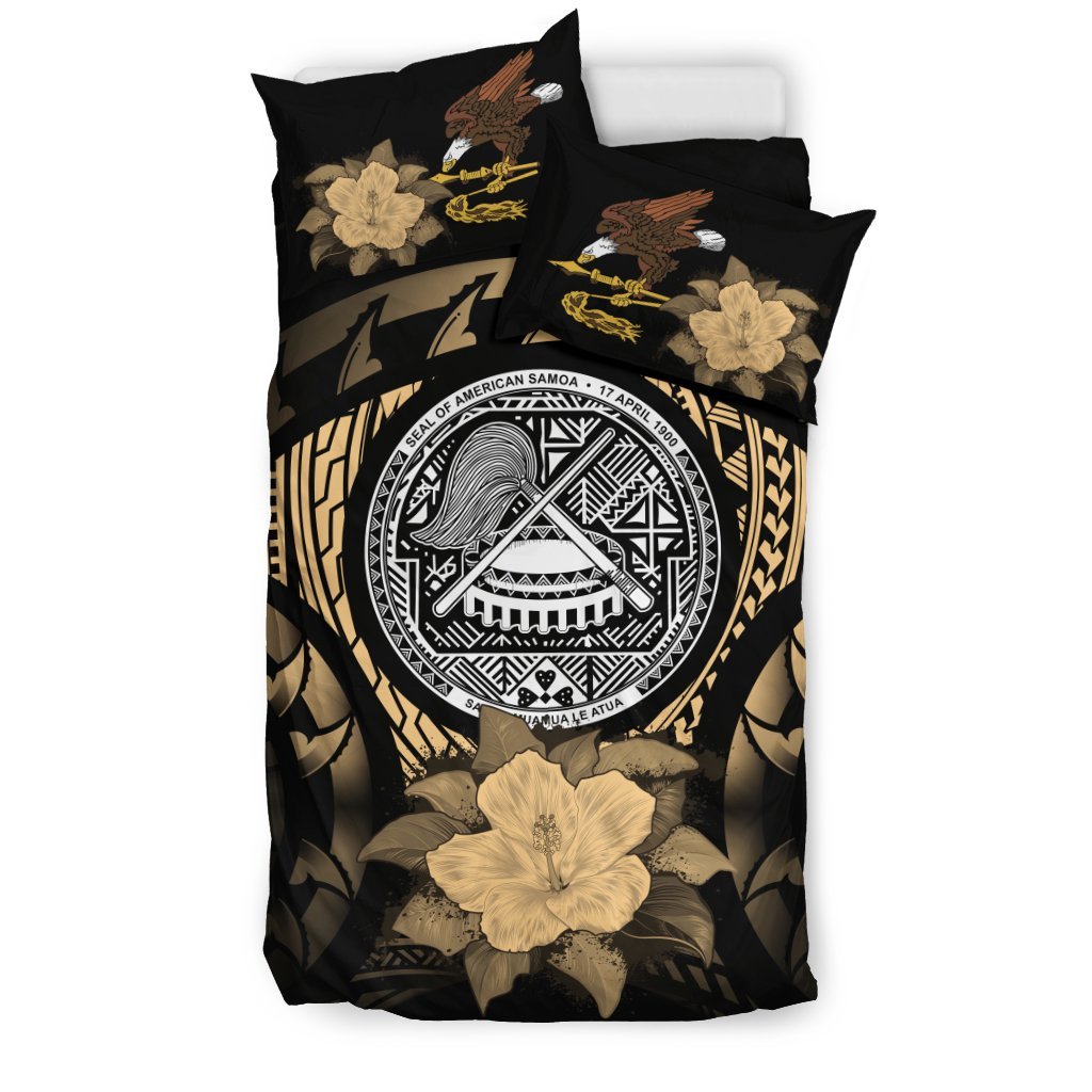 American Samoa Gold Hibiscus Bedding Set - Vibe Hoodie Shop