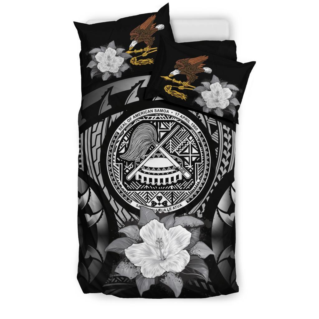 American Samoa Gray Hibiscus Bedding Set - Vibe Hoodie Shop