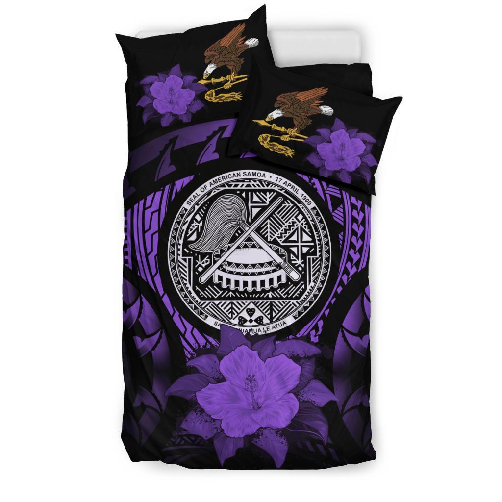 American Samoa Purple Hibiscus Bedding Set - Vibe Hoodie Shop