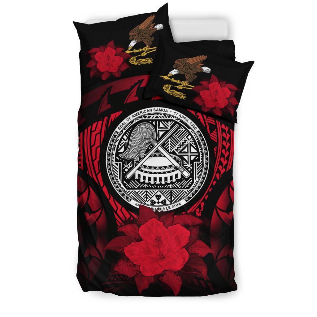 American Samoa Red Hibiscus Bedding Set - Vibe Hoodie Shop