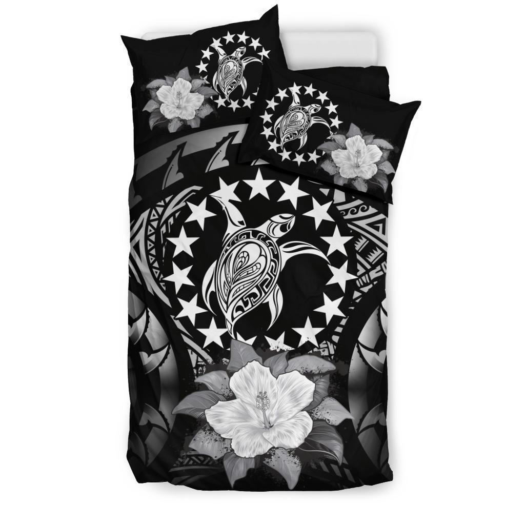 Cook Islands Gray Hibiscus Bedding Set - Vibe Hoodie Shop