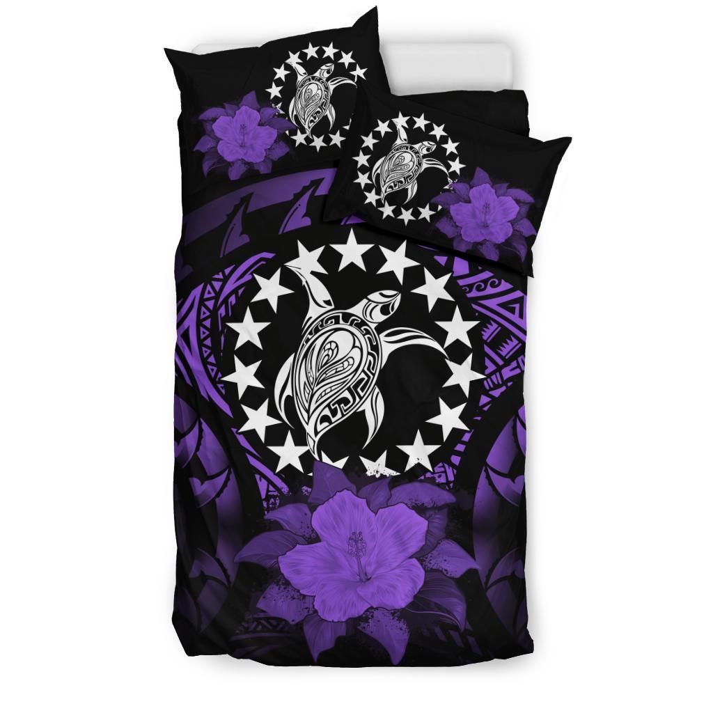 Cook Islands Purple Hibiscus Bedding Set - Vibe Hoodie Shop