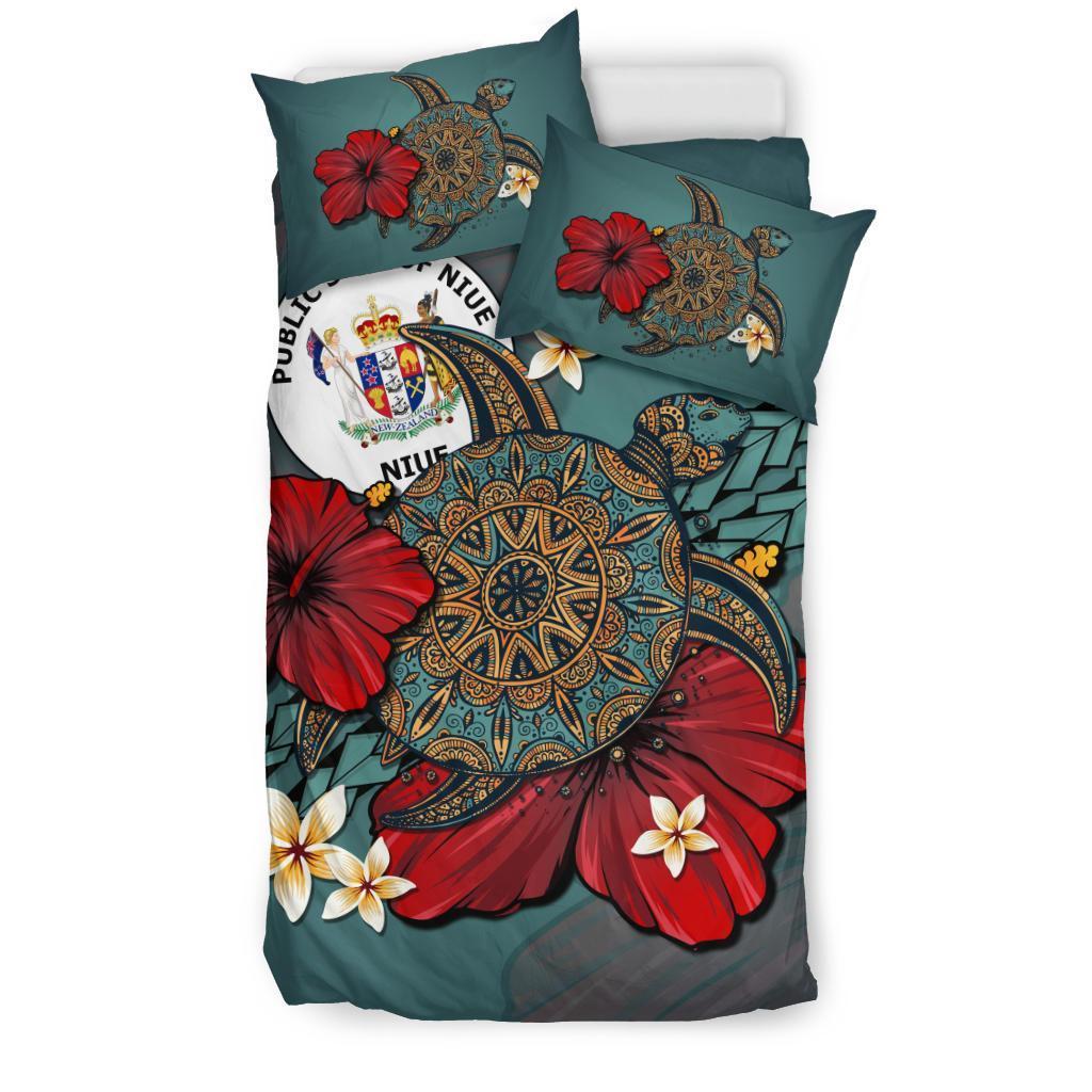 Niue Bedding Set - Blue Turtle Tribal - Vibe Hoodie Shop