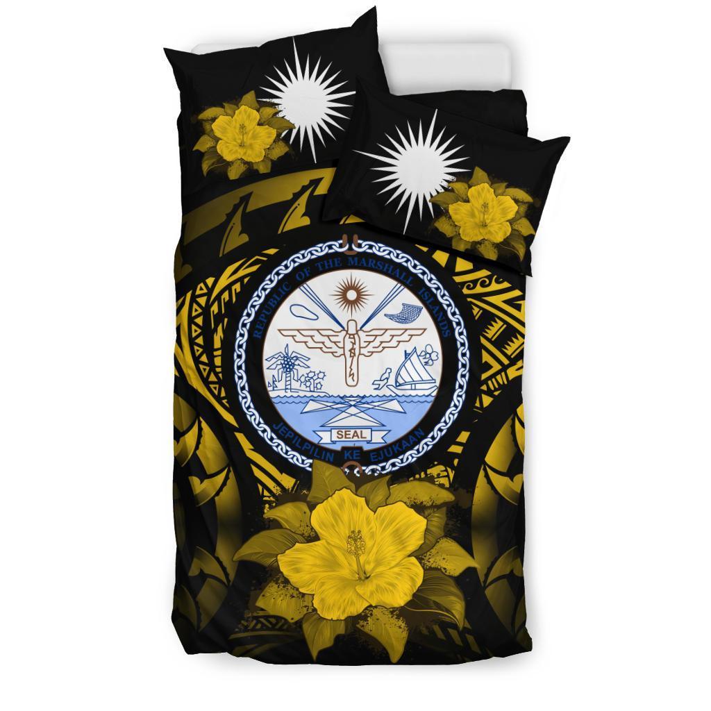 Marshall Islands Yellow Hibiscus Bedding Set - Vibe Hoodie Shop