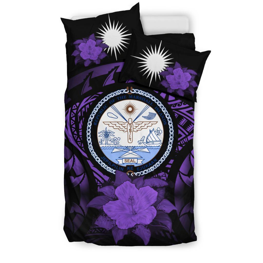 Marshall Islands Purple Hibiscus Bedding Set - Vibe Hoodie Shop