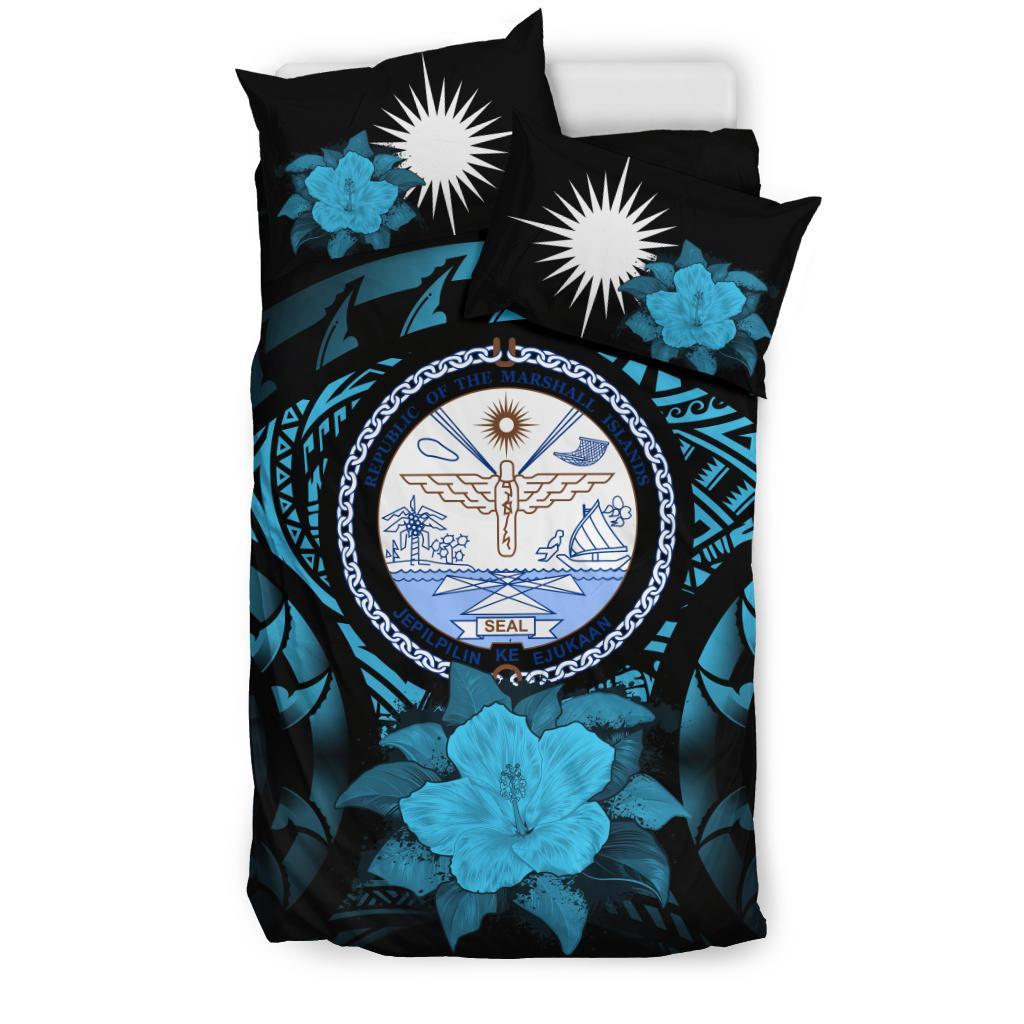 Marshall Islands Blue Hibiscus Bedding Set - Vibe Hoodie Shop