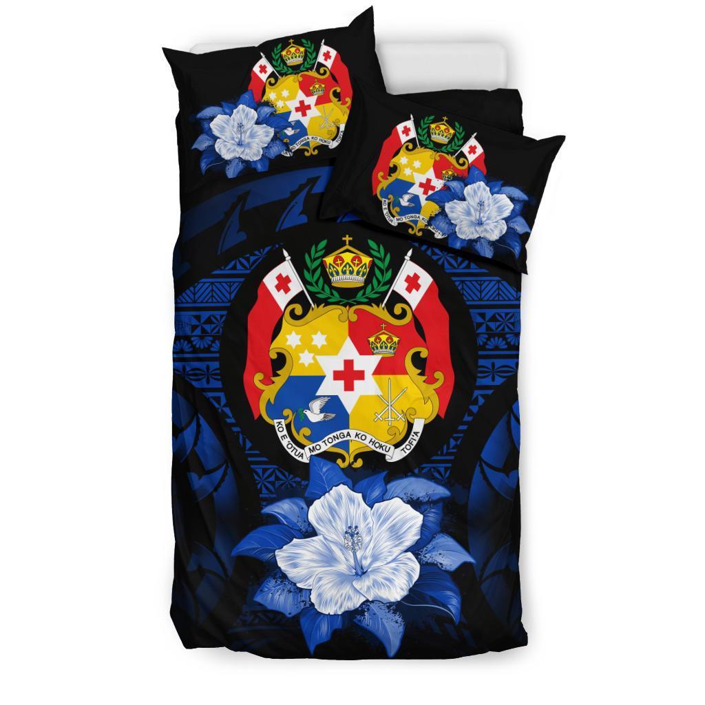 Tonga Dark Blue Hibiscus Bedding Set - Vibe Hoodie Shop