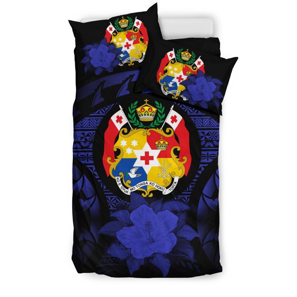 Tonga Dark Blue Hibiscus Bedding Set - Vibe Hoodie Shop