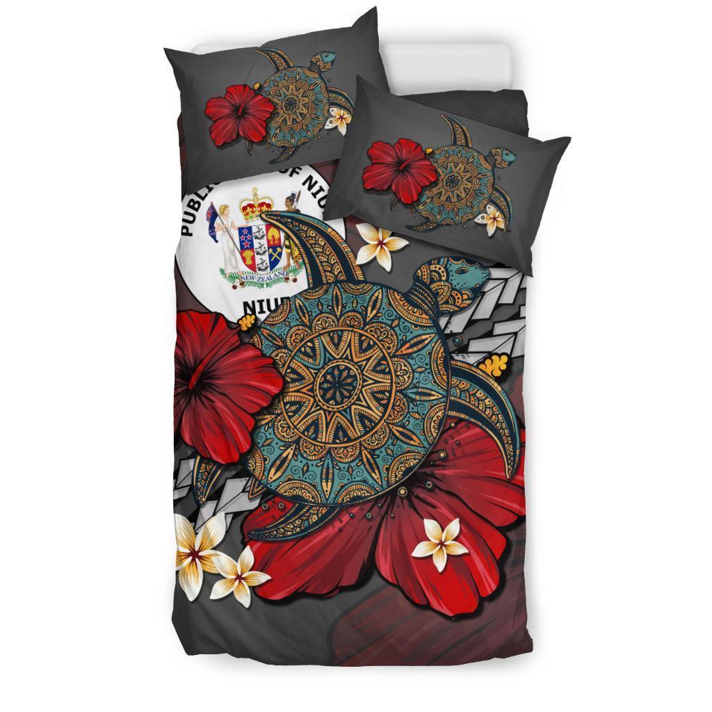 Niue Bedding Set - Gray Turtle Tribal - Vibe Hoodie Shop