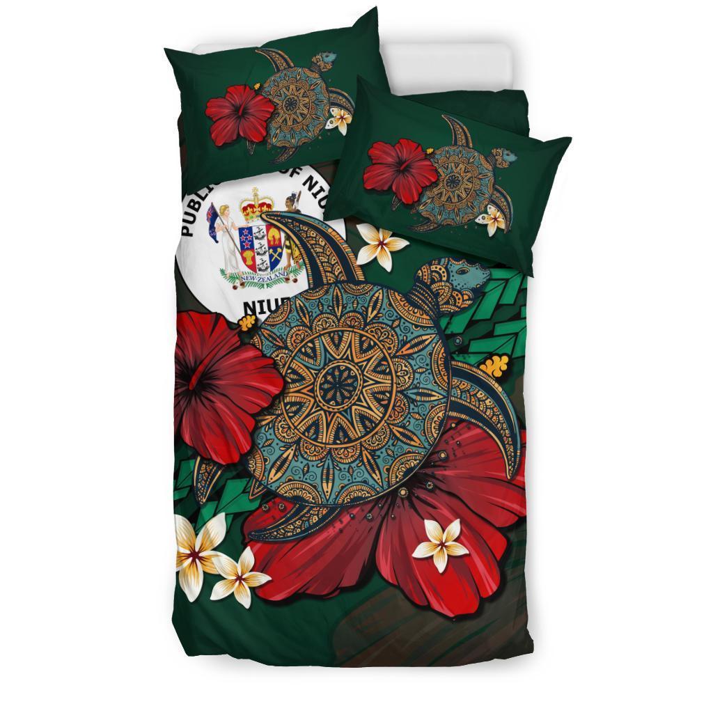 Niue Bedding Set - Green Turtle Tribal - Vibe Hoodie Shop