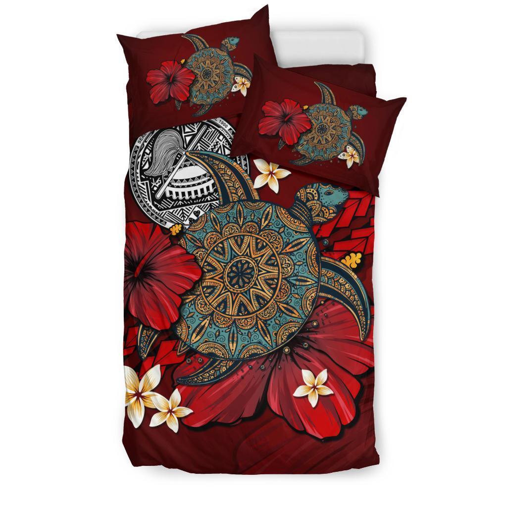 American Samoa Bedding Set - Red Turtle Tribal - Vibe Hoodie Shop