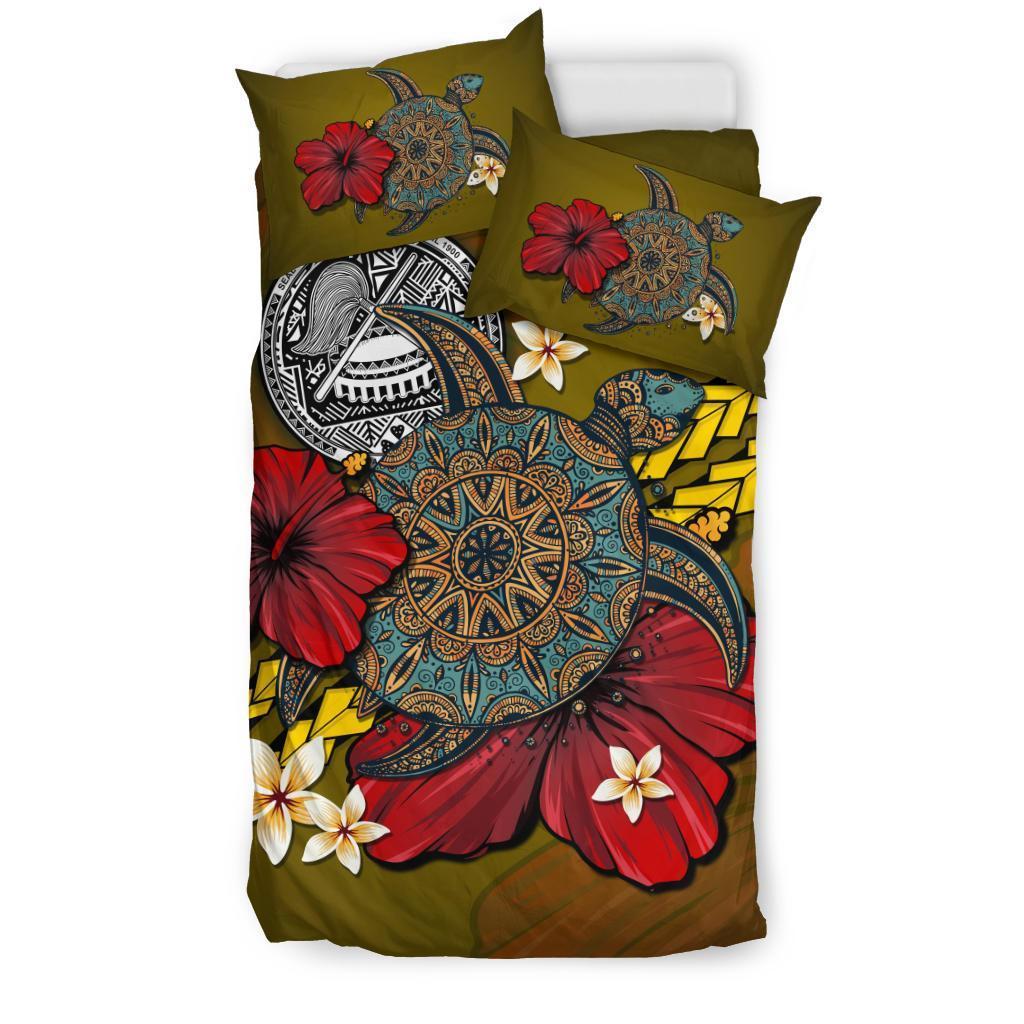 American Samoa Bedding Set - Yellow Turtle Tribal - Vibe Hoodie Shop