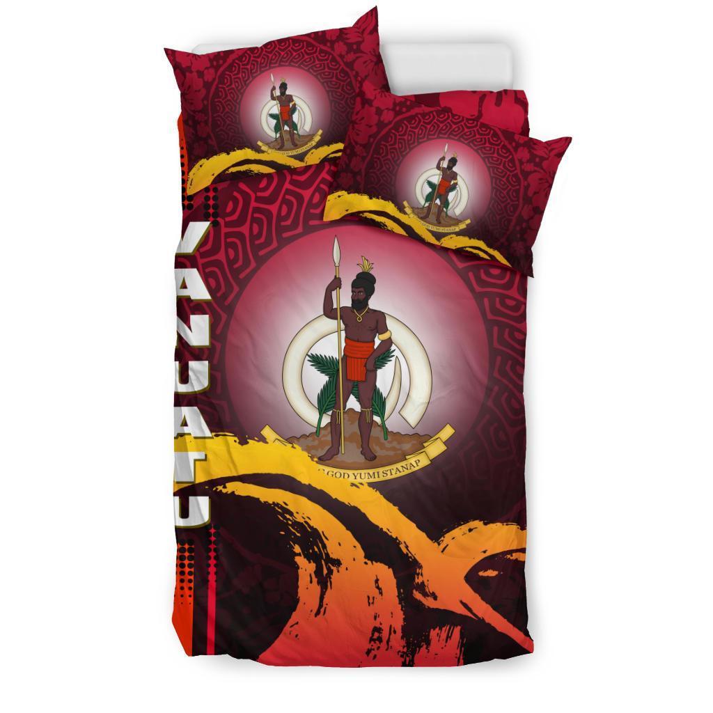 Vanuatu Bedding Set - Wave And Hibiscus Red - Vibe Hoodie Shop