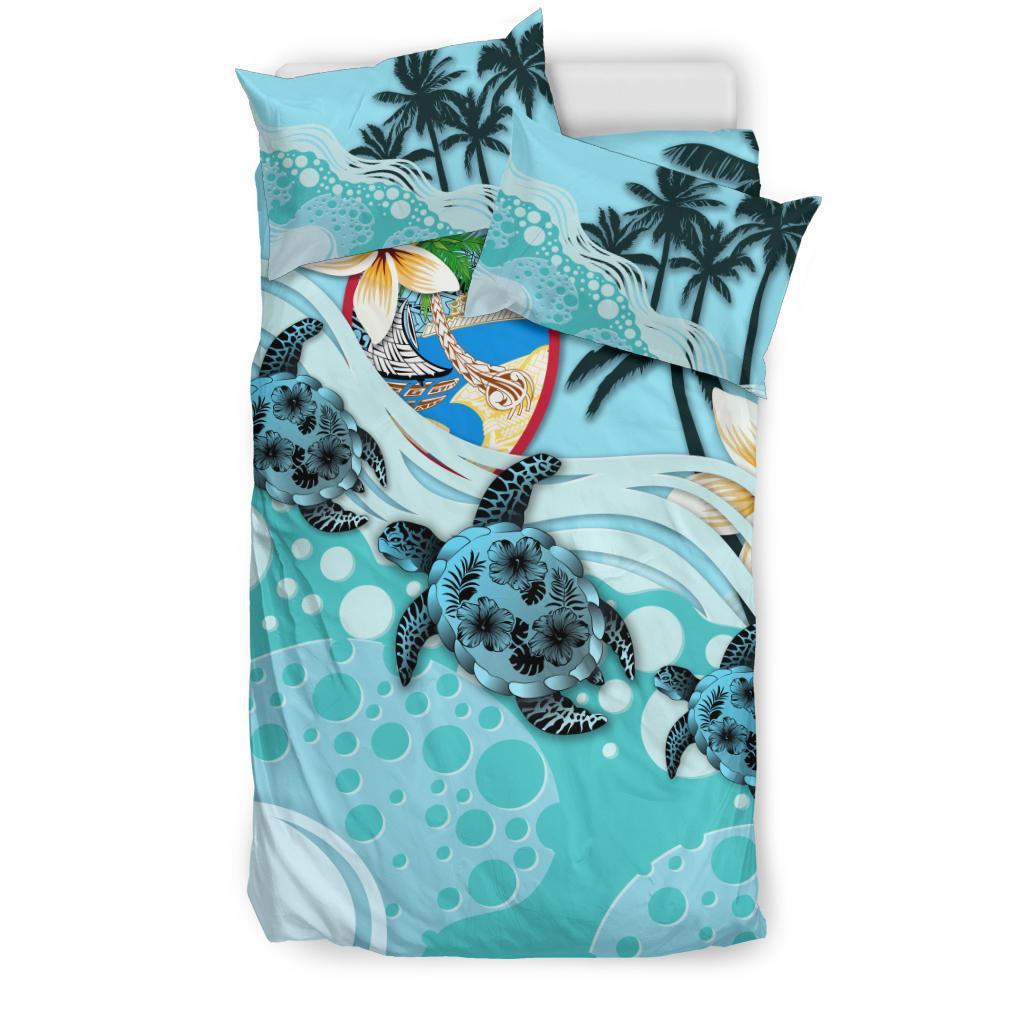 Guam Bedding Set - Blue Turtle Hibiscus - Vibe Hoodie Shop