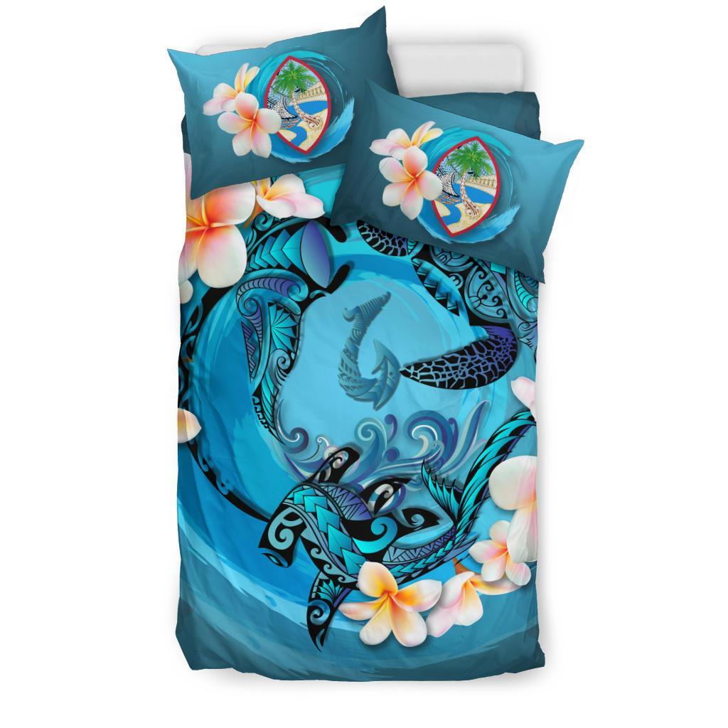 Guam Bedding Set - Blue Plumeria Animal Tattoo - Vibe Hoodie Shop