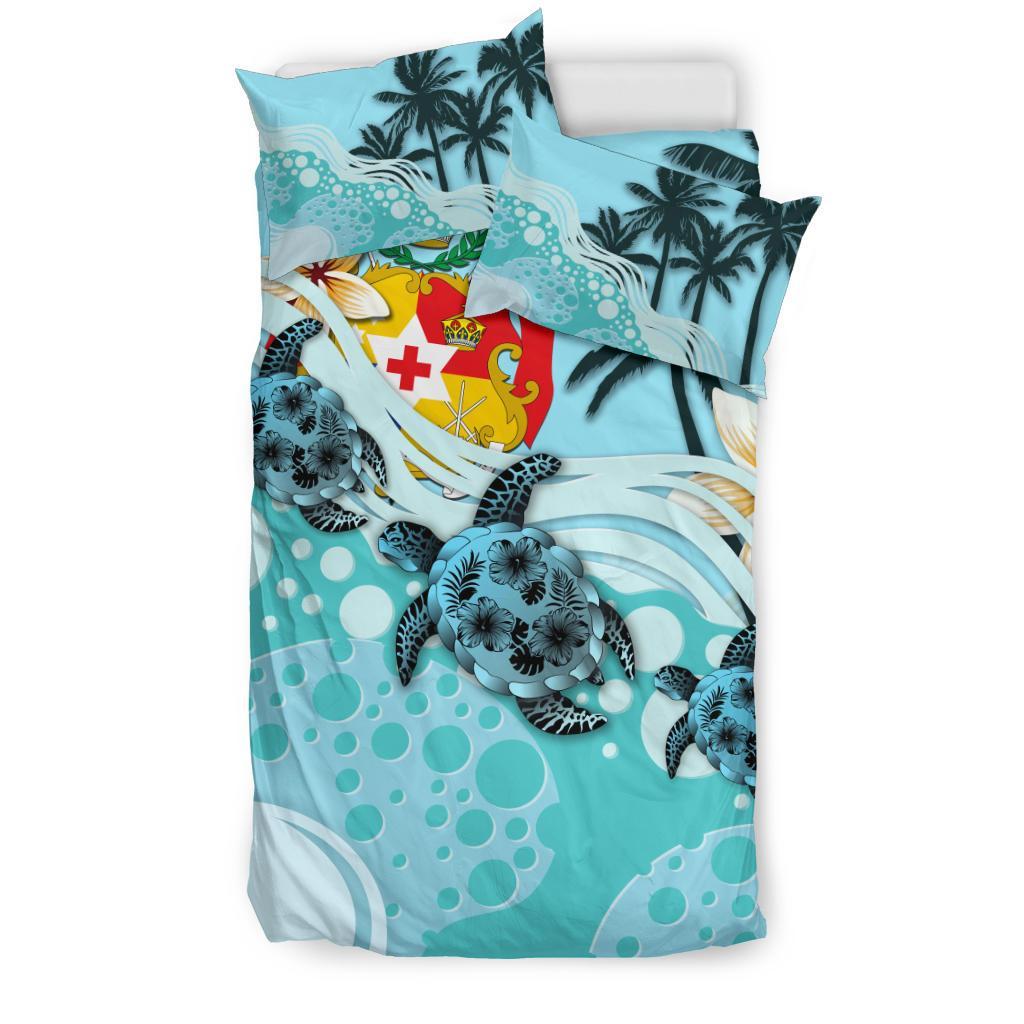 Tonga Bedding Set - Blue Turtle Hibiscus - Vibe Hoodie Shop