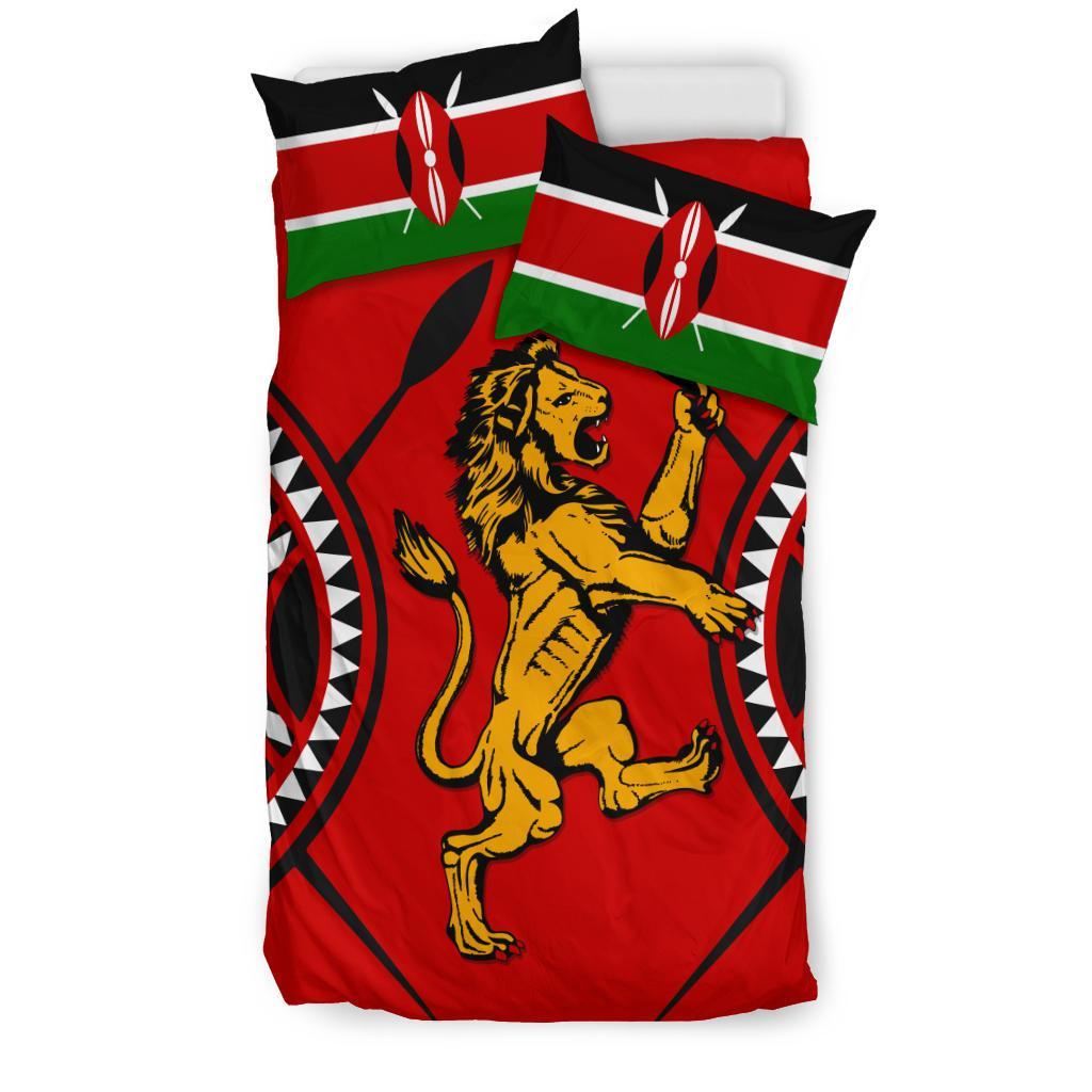 Kenya Rugby Lion Bedding Set Maasai Shield - Vibe Hoodie Shop