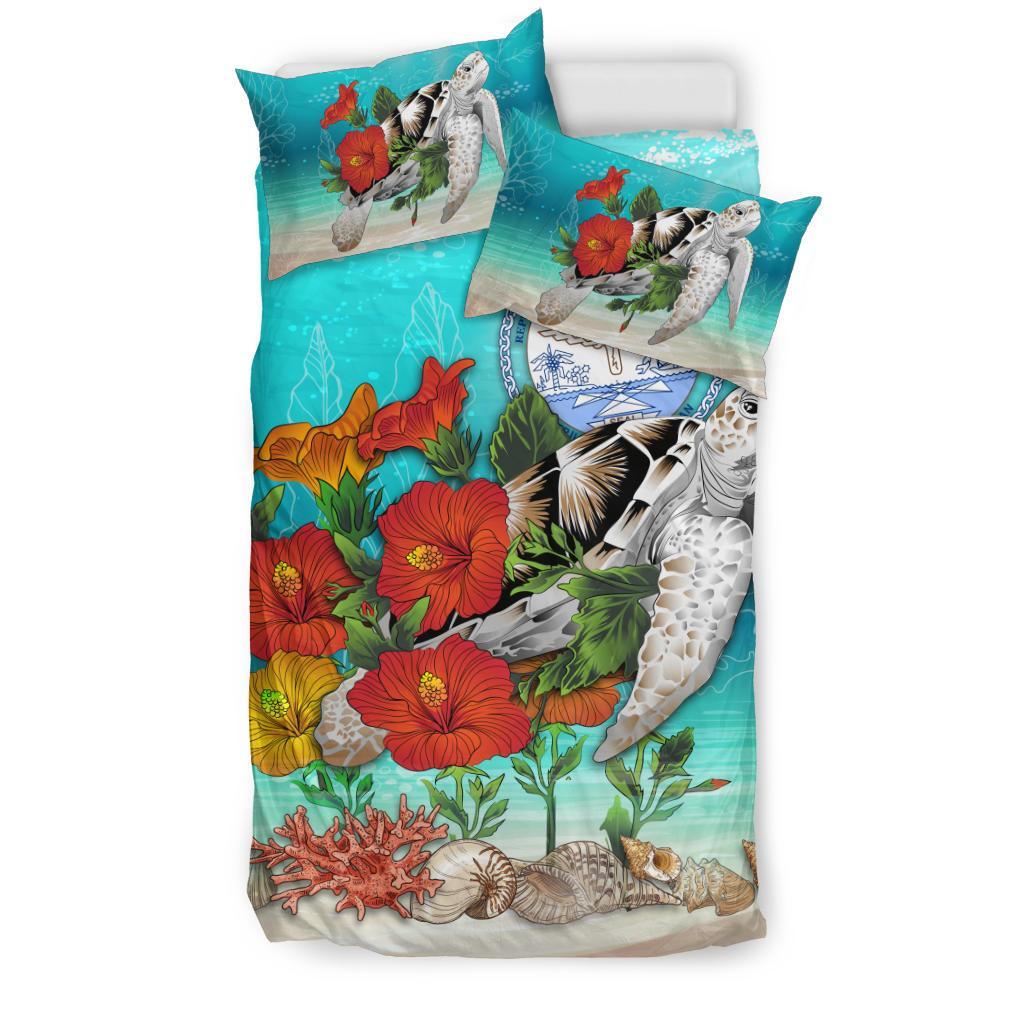 Marshall Islands Bedding Set - Ocean Turtle Hibiscus - Vibe Hoodie Shop